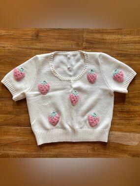 Dreamers Strawberry Knit Short Sleeve Sweater